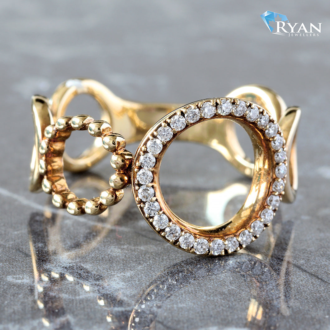 RING GY 14K 0.20CTW DIAMOND OPEN 6 CIRCLE DESIGNER RING