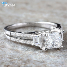 Load image into Gallery viewer, 1.68CTW Natural Baguette Sides with Round Natural Diamond Center and Split Shoulders

