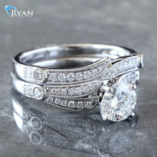 Load image into Gallery viewer, RING GW 14K 1.99CTW ROUND DIAMOND SOLITAIRE PAVE SHOULDERS AND BAND FLORAL INSPIRED  BRIDAL
