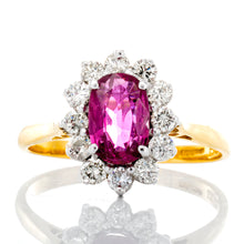 Load image into Gallery viewer, 1.00ct Oval Cut Ruby with 0.60ctw Diamond Halo Ring
