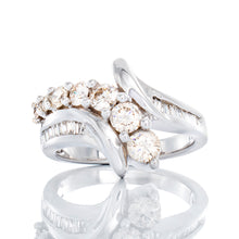 Load image into Gallery viewer, 1.00ctw Graduating  Diamond Wrap Over Ring with Channel Baguette Shoulders
