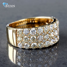 Load image into Gallery viewer, RING 10K GY 2.30CTW MENS THREE ROW SLIGHTLY GRADUATED DIAMOND BAND
