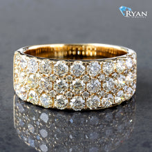 Load image into Gallery viewer, RING 10K GY 2.30CTW MENS THREE ROW SLIGHTLY GRADUATED DIAMOND BAND

