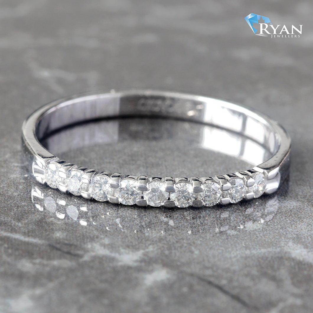 RING 14K GW 0.21CTW DIAMOND MACHINE PRONG SET NINE STONE BAND