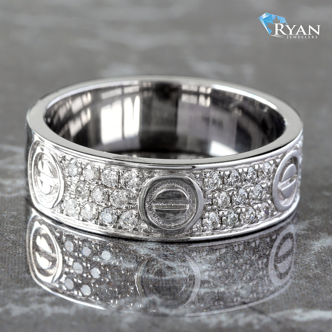 0.40CTW Round Cut Diamond White Gold Half Band