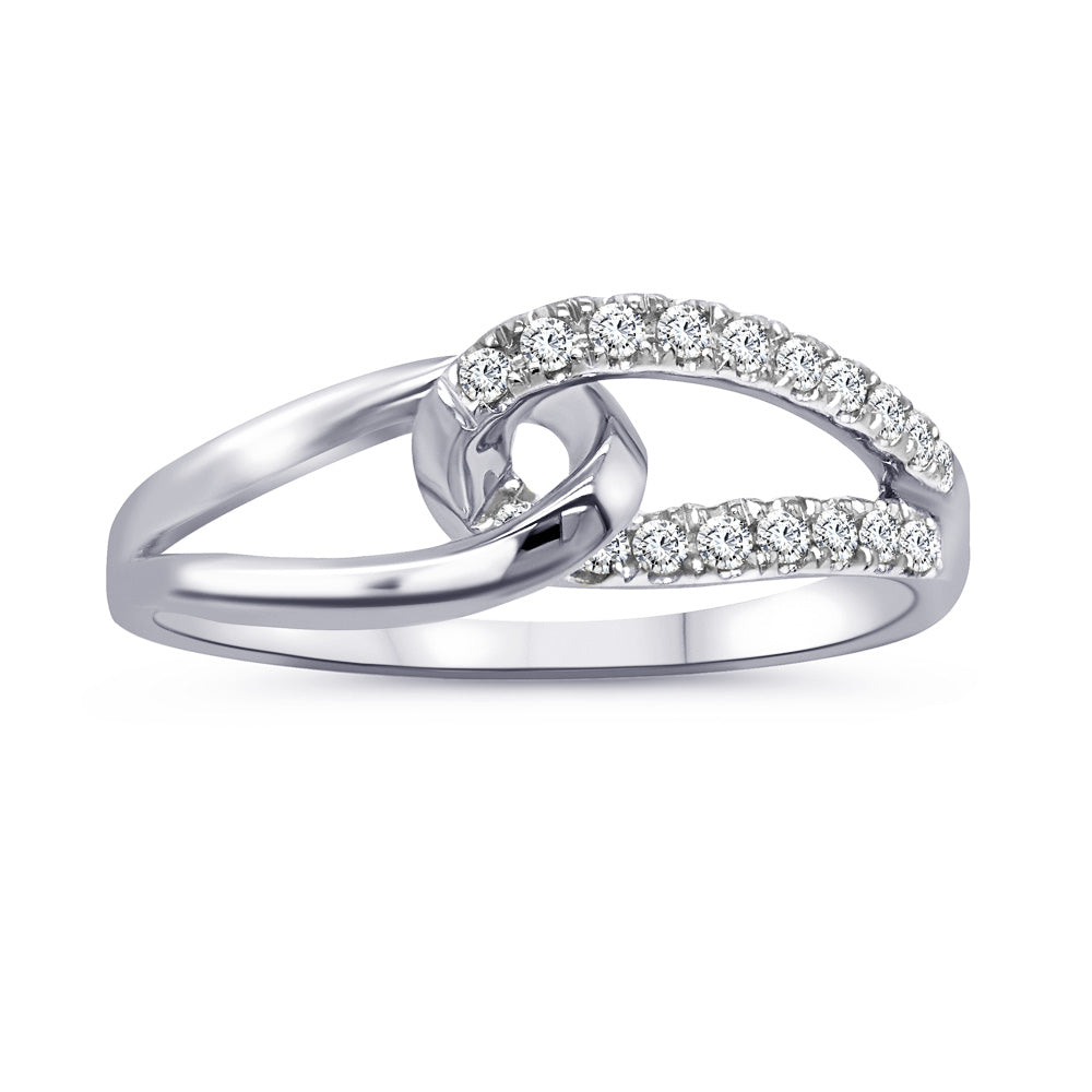 0.14ctw Interlocking Shared Prong Diamond Pave and High Polished Ring