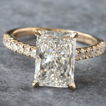 Load image into Gallery viewer, 3.28ctw Radiant Solitaire with Upswept Shared Prongs Diamond Shoulders Ring
