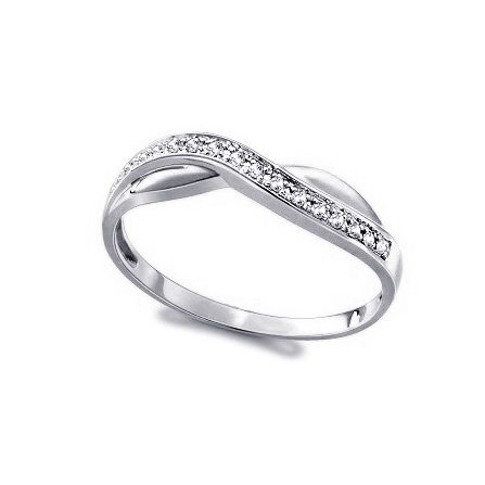 0.08ctw Crossover Channel Set Diamond Pave and High Polished