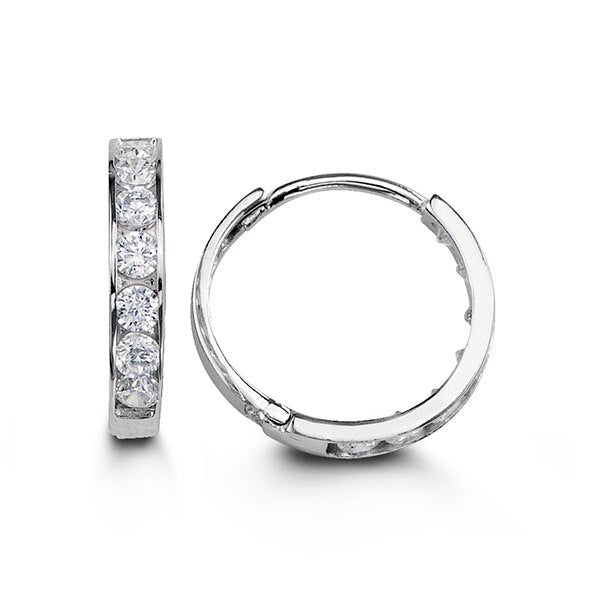 Single Row Cubic Zirconia Channel Set Huggies