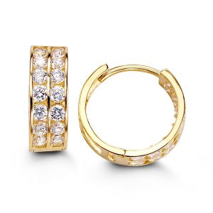 Two Row Cubic Zirconia Channel Set Huggies