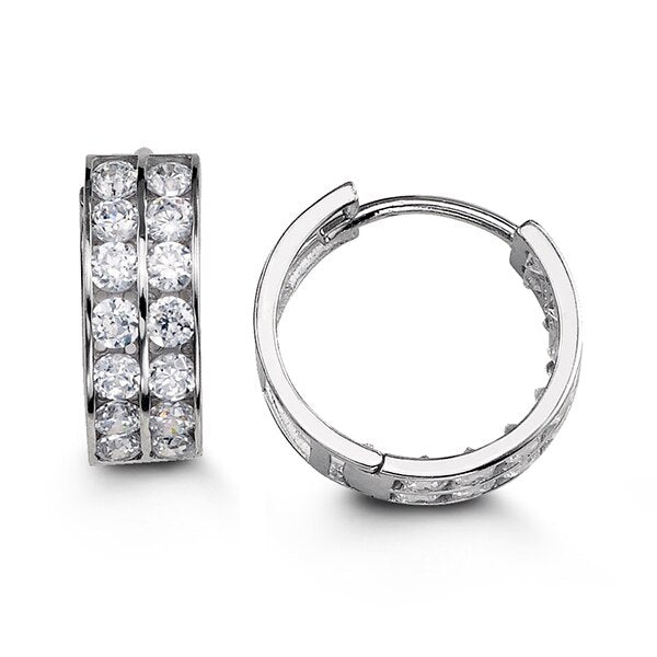 Two Row Cubic Zirconia Channel Set Huggies
