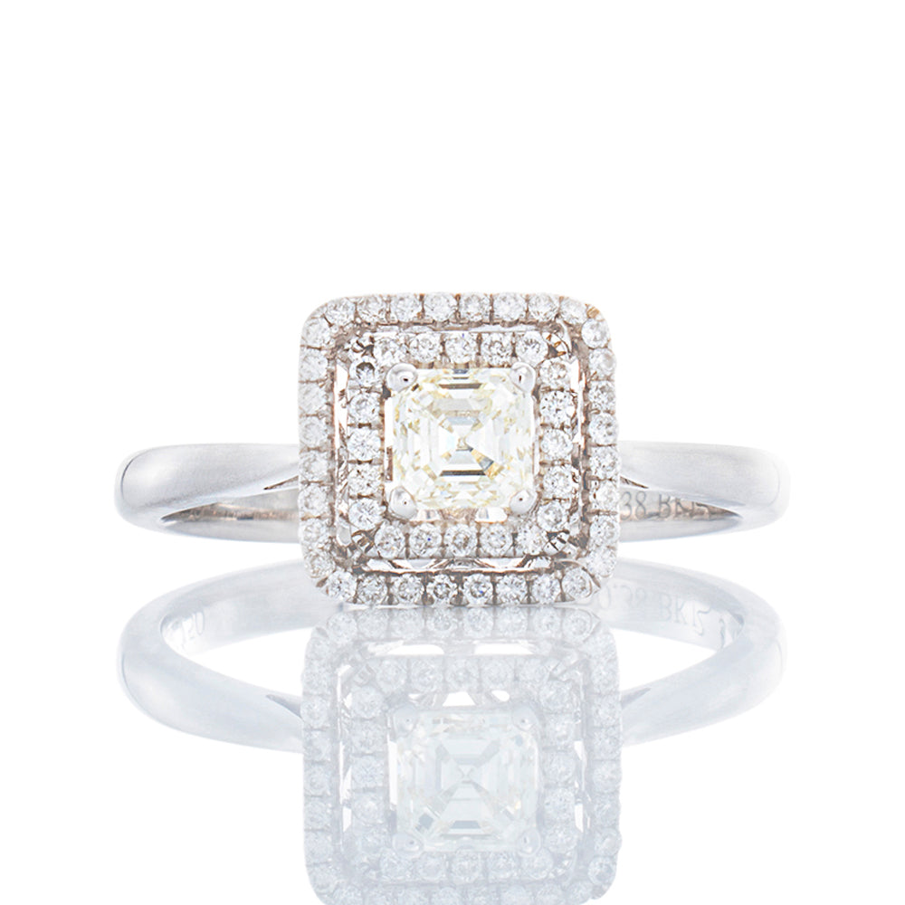 0.65ctw Asher Cut Center With Double Open Pave Halo