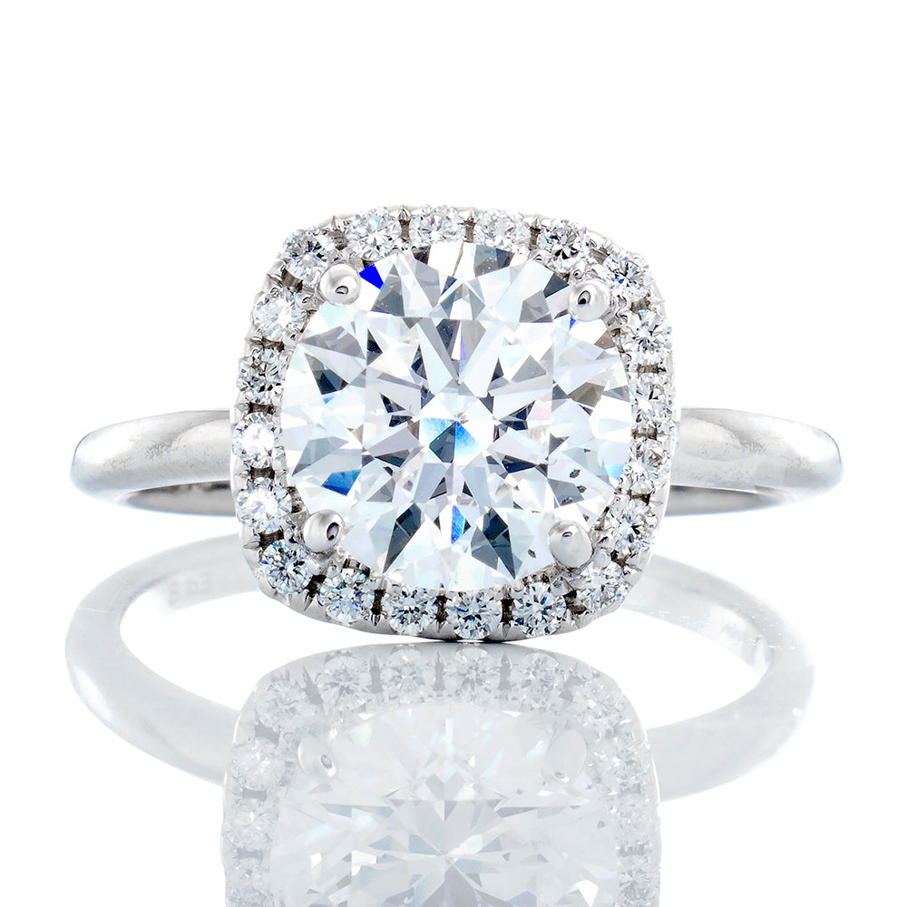 2.29ctw Round Lab Solitaire Natural Cushion Diamond Halo