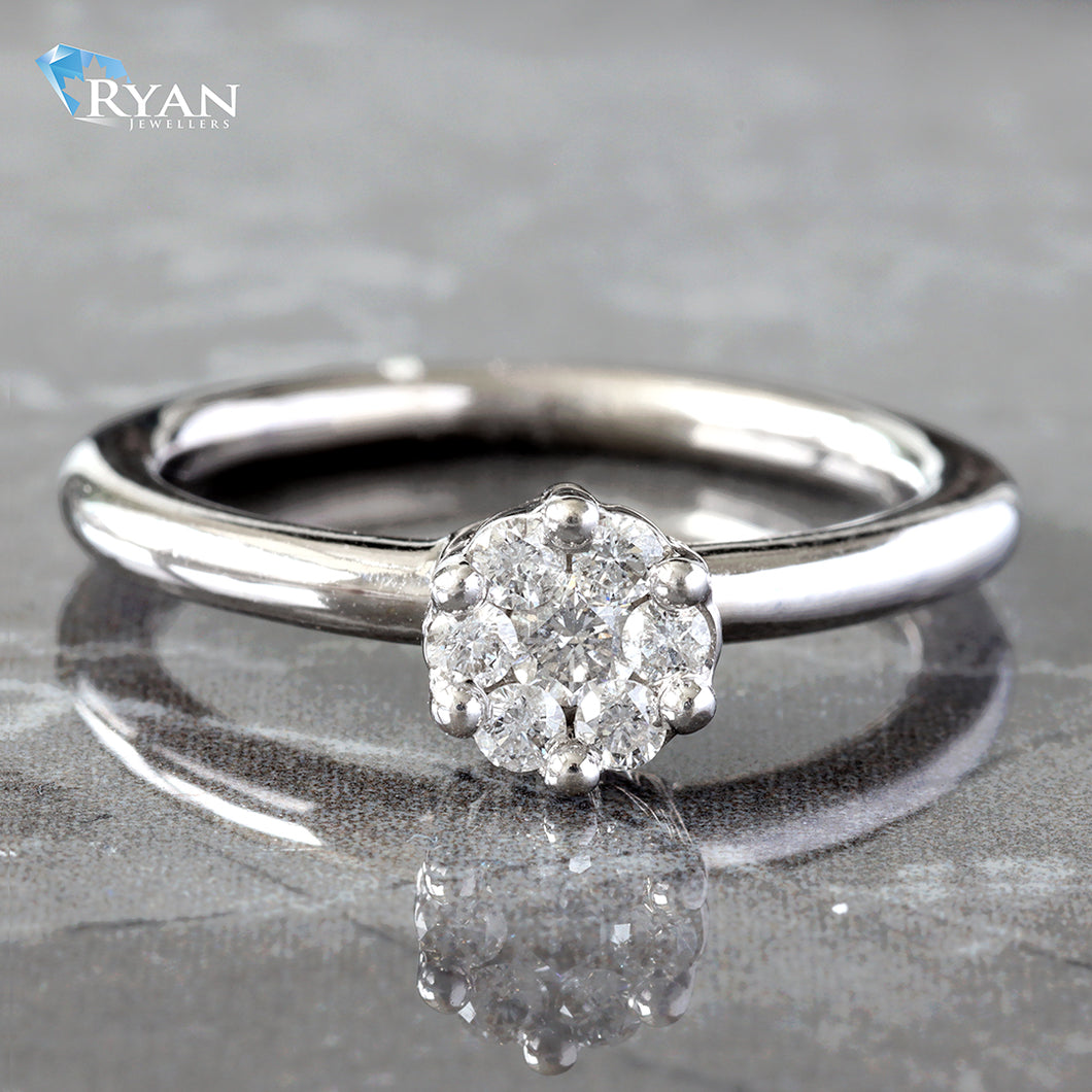 0.25CTW Seven Round Cut Flower Diamond Ring