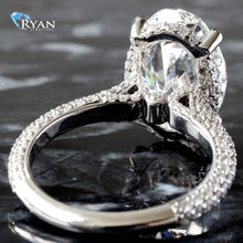 Load image into Gallery viewer, 7.23ctw Oval Solitaire with Dome Pave Shoulders and Hidden Halo Ring
