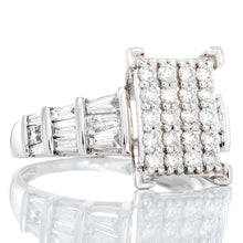 Load image into Gallery viewer, RING GW 10K 1.00CTW CINDERELLA RING WITH BAGUETTE SHOULDERS
