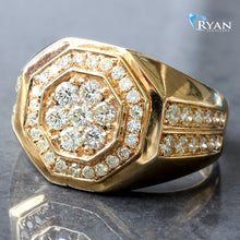 Load image into Gallery viewer, RING GY 10K 1.33CTW FLOWER CLUSTER OCTAGON HALO TWO ROW PRONG SET SHOULDERS
