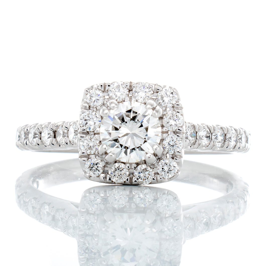 0.94ctw Diamond Solitaire Split Prongs Cushion Halo