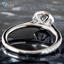 Load image into Gallery viewer, 0.77CTW Round Lab Grown Center with Natural Round Diamond Halo and Sides 18K Ring
