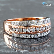 Load image into Gallery viewer, RING GR 14K 0.50CTW THREE ROW SHARED PRONG DIAMOND BAND WITH MILLEDGE
