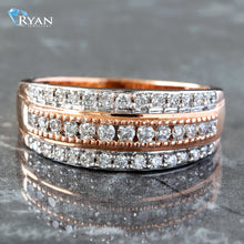 Load image into Gallery viewer, RING GR 14K 0.50CTW THREE ROW SHARED PRONG DIAMOND BAND WITH MILLEDGE
