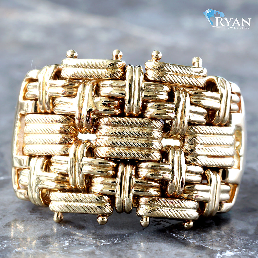 Large Italian Woven Basket Style Ring