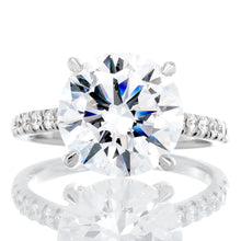 Load image into Gallery viewer, 4.25ctw Round Solitaire Diamond Pave Shoulders with Heart Basket
