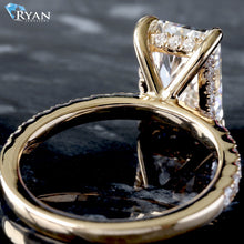 Load image into Gallery viewer, 4.06ctw Radiant Solitaire with Hidden Halo and Pave Shoulders Ring
