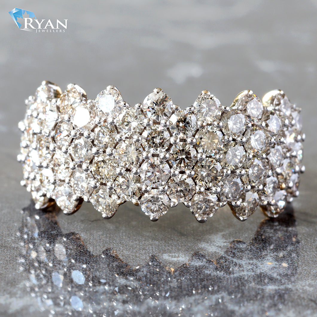 RING GY 10K 2.00CTW SEVEN ROW JAGGED SHARED PRONG SET BAND