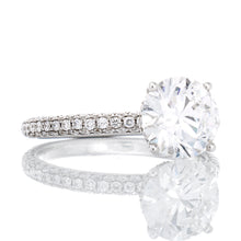 Load image into Gallery viewer, 2.20ctw Round Lab Solitaire Three Sided Dome Shoulders and Full Diamond Outter Halo Basket
