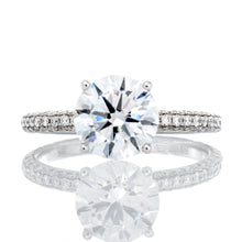 Load image into Gallery viewer, 2.20ctw Round Lab Solitaire Three Sided Dome Shoulders and Full Diamond Outter Halo Basket
