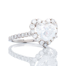 Load image into Gallery viewer, 2.18ctw Heart Cut Lab Solitaire with Natural Diamonds Halo and Upswept Pave Shoulders
