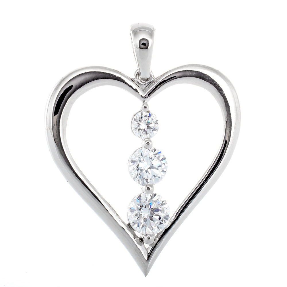 1.00ctw Open Heart with Three Graduated Round Diamond