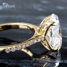 Load image into Gallery viewer, 3.18ctw Oval Solitaire with Floral Basket and Pave Diamond Shoulders
