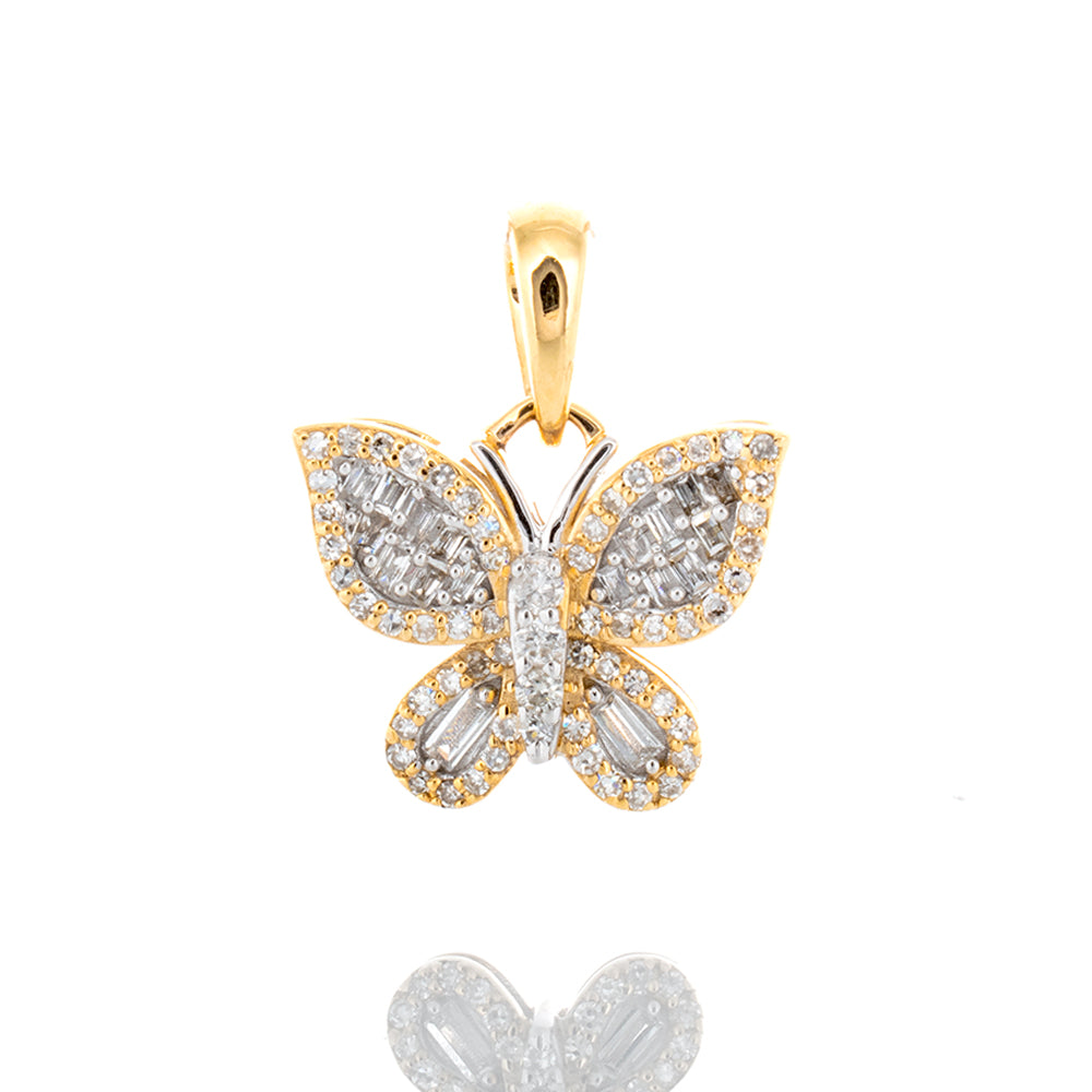 0.30ctw Butterfly Pendant with Baguette Diamond Pointed Wings