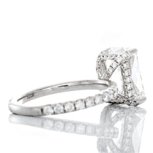 Load image into Gallery viewer, 3.43ctw Radiant Lab Created Solitaire with Diamond Pave Shoulders &amp; Hidden Halo
