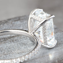 Load image into Gallery viewer, 4.36ctw Radiant Lab Created Solitaire in Natural Diamond Dainty Mount with Hidden Halo
