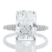 Load image into Gallery viewer, 4.36ctw Radiant Lab Created Solitaire in Natural Diamond Dainty Mount with Hidden Halo
