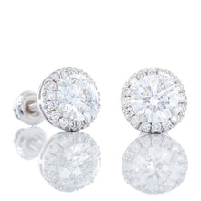 Load image into Gallery viewer, 1.32ctw Round Solitaire Halo Studs 18k
