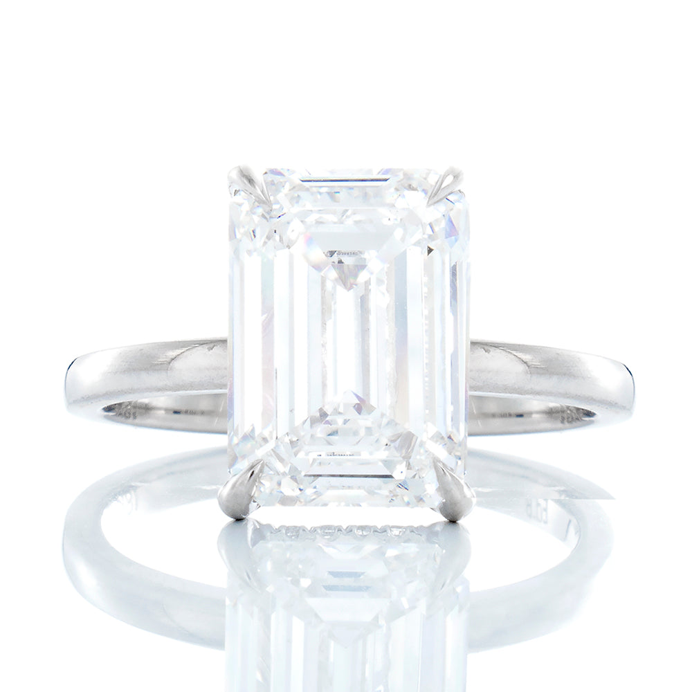 4.30ctw Emerald Cut Solitaire with Hidden Diamond Halo