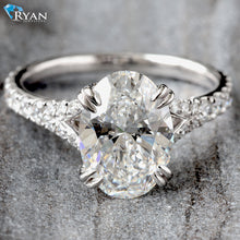 Load image into Gallery viewer, 2.61ctw Oval Solitaire Slightly Split Diamond Shoulders
