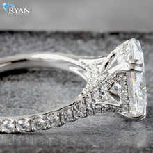 Load image into Gallery viewer, 2.61ctw Oval Solitaire Slightly Split Diamond Pave Shoulders
