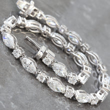 Load image into Gallery viewer, 7.00ctw Alternating Marquise &amp; Round Cut Lab Created Diamond Tennis Bracelet
