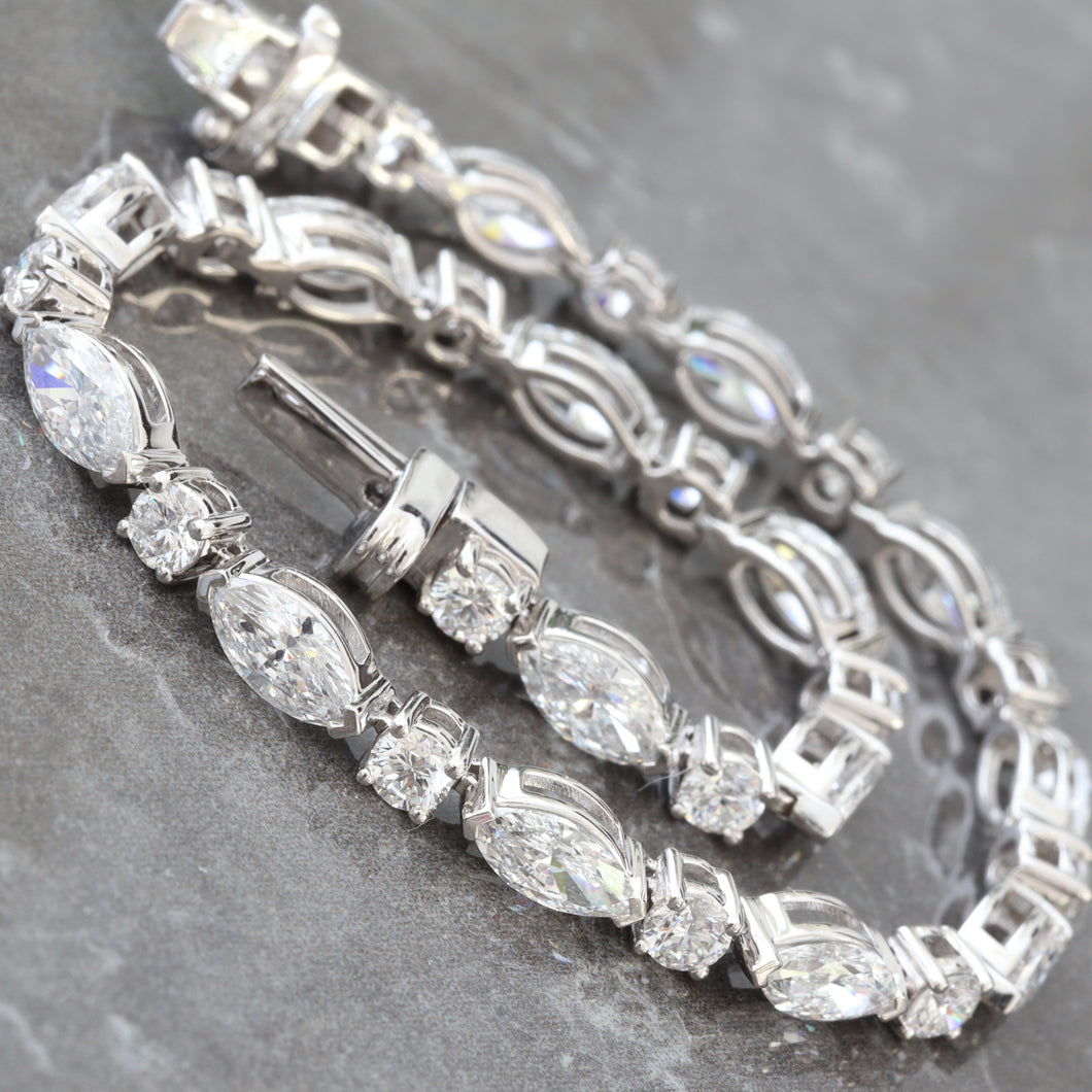 7.00ctw Alternating Marquise & Round Cut Lab Created Diamond Tennis Bracelet