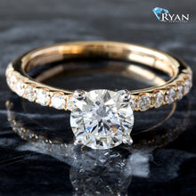 Load image into Gallery viewer, 1.40ctw Round Brilliant Solitaire with Pave Set Shoulders Ring

