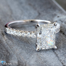 Load image into Gallery viewer, 2.32ctw Radiant Cut Lab Created Center Natural Diamond Pave Upswept Shoulders
