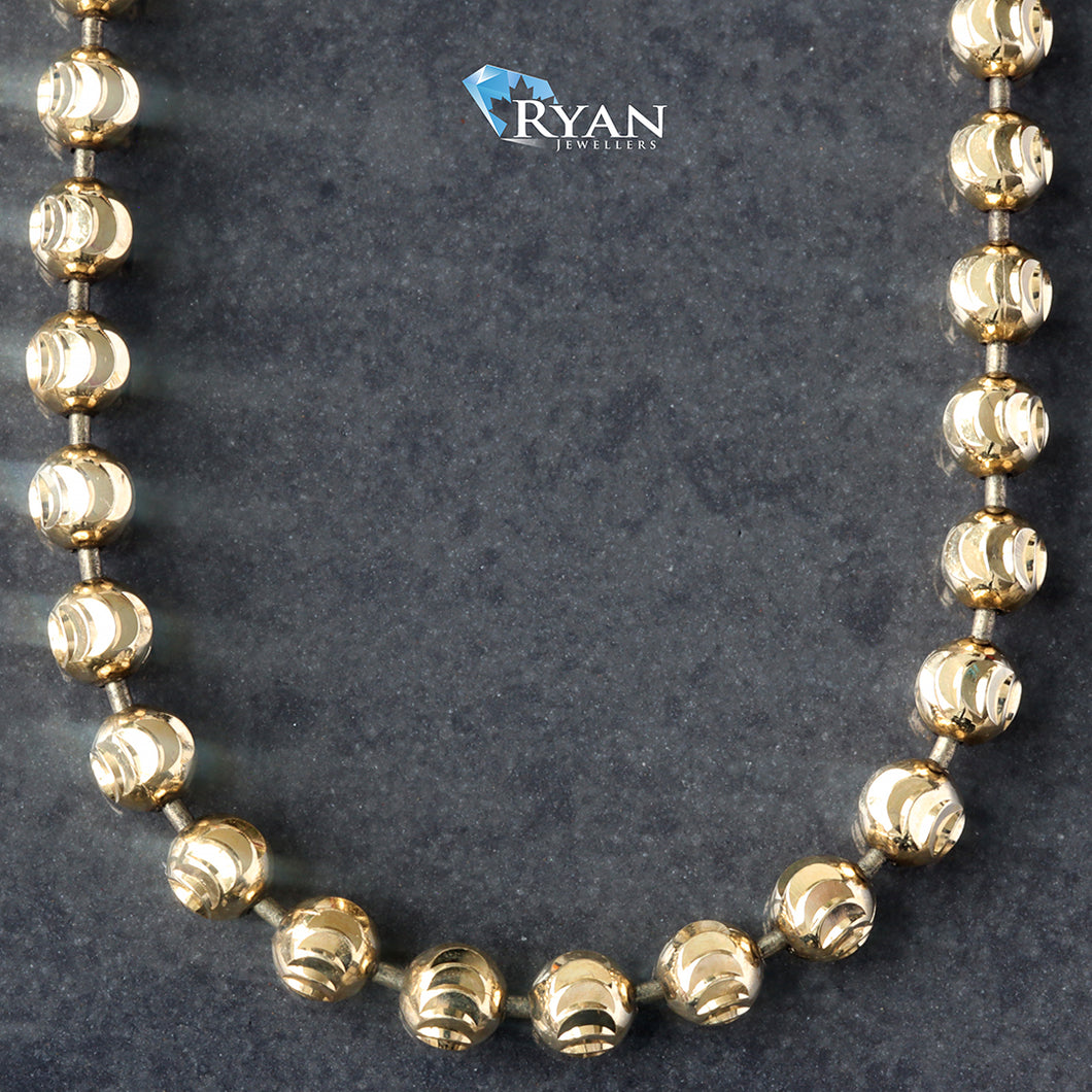 CHAIN GY 14K 24 INCH DIAMOND CUT MOON BALL AND BAR
