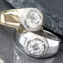 Load image into Gallery viewer, 1.17ctw Lab Diamond Round Brilliant  Solitaire Center with Octagon Halo and High Polished Shoulders Ring
