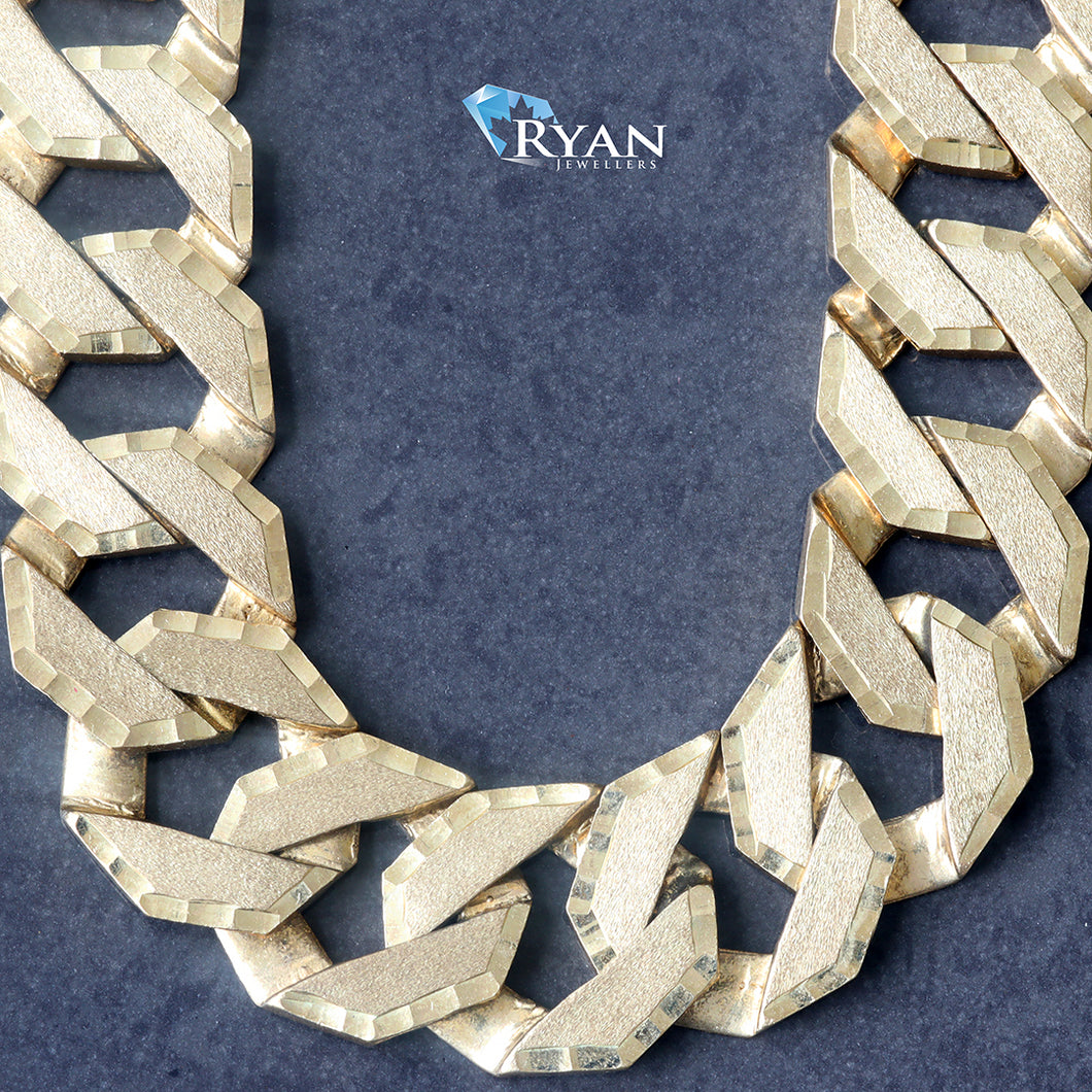 Hexagonal Diamond Cut Edges Satin Center Double Sided Casting Chain