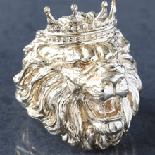 Load image into Gallery viewer, Large Roaring Lion Head with Crown Ring
